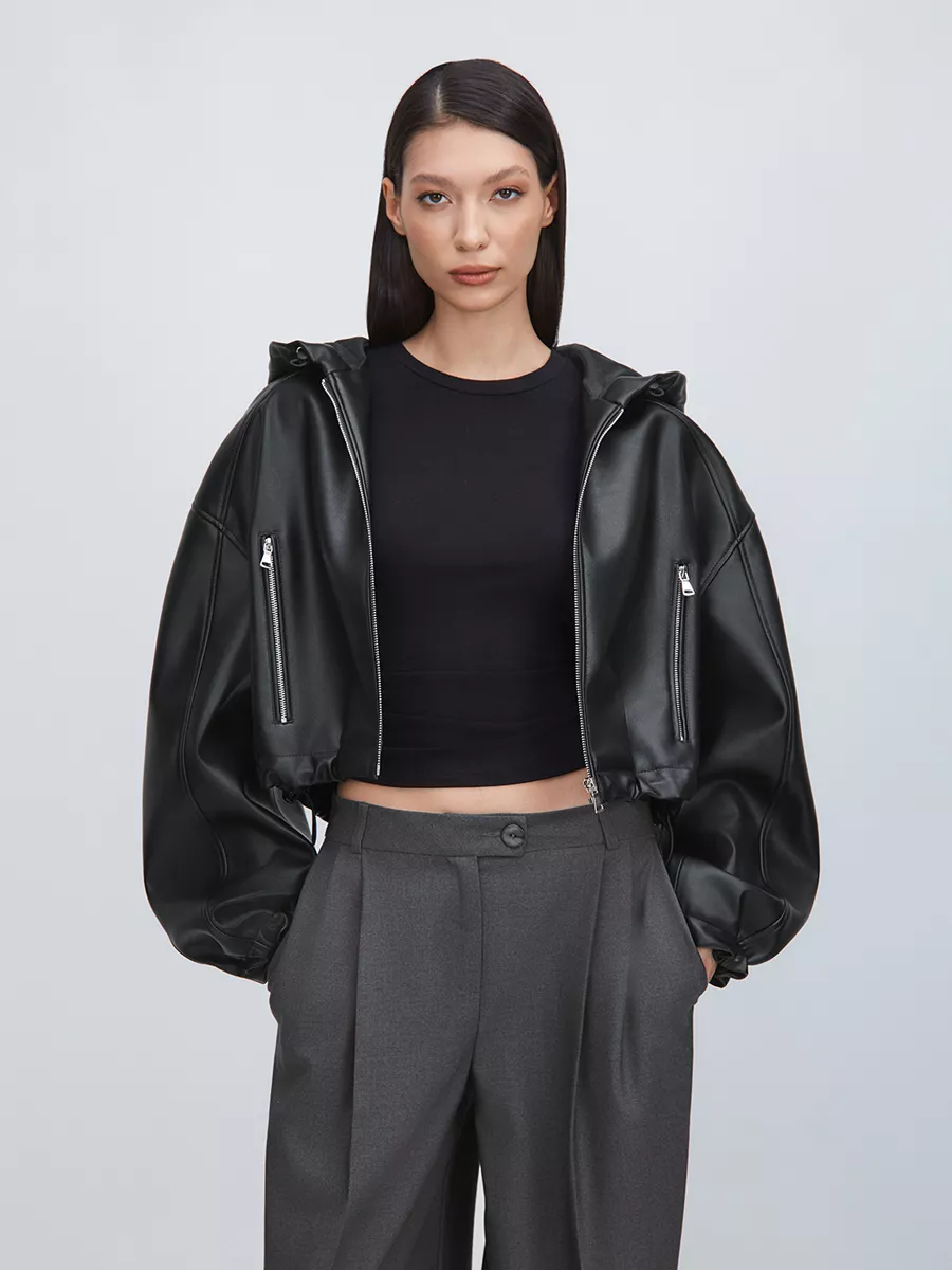 Куртка укороченная из экокожи TOPTOP